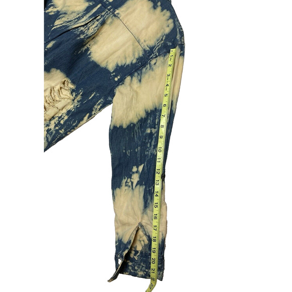 Thrill Jeans Women Shirt Medium Blue High Low Distressed Button Down pre owned - Picture 9 of 14